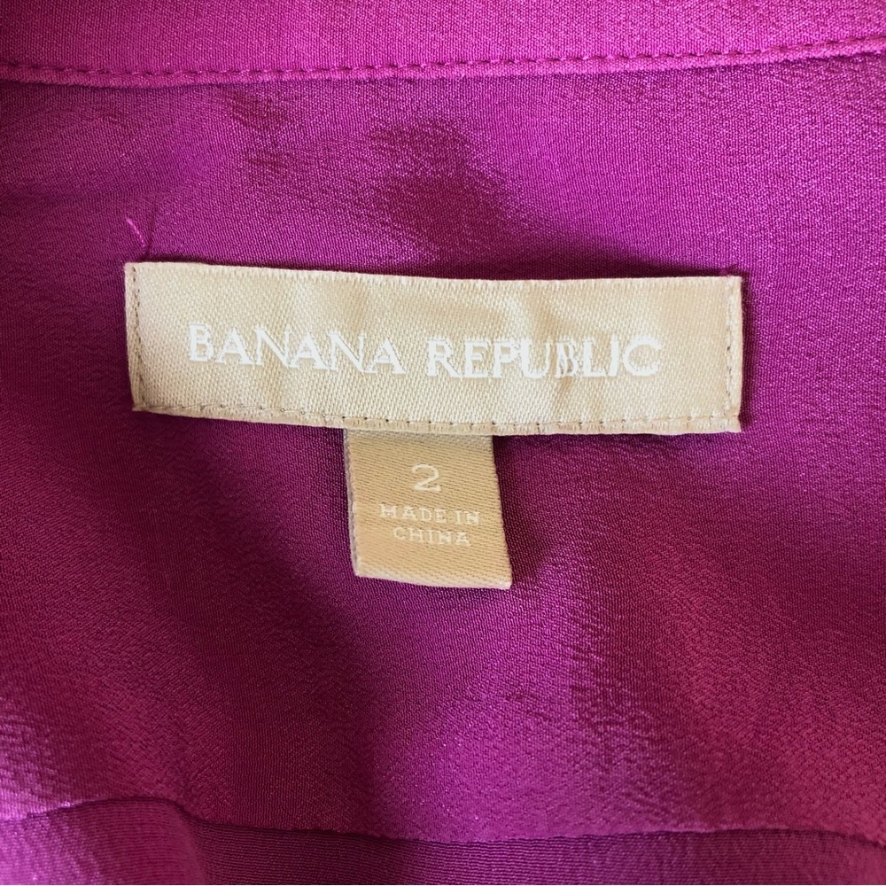 BANANA REPUBLIC 100% Silk Fuchsia Sheer Blouse - Women's S/2 - Picture 8 of 8